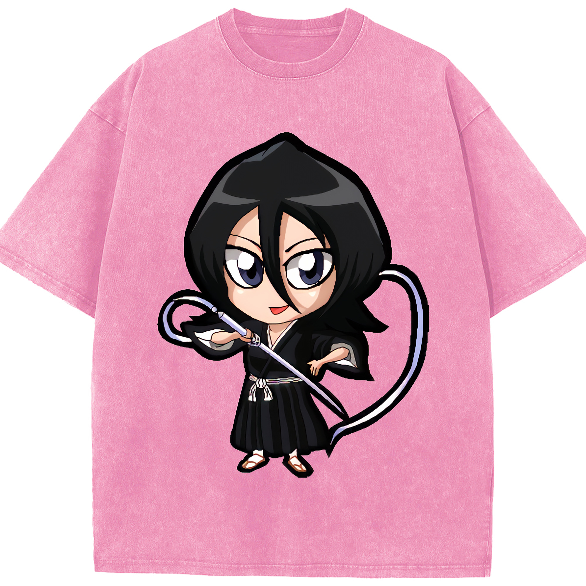 （画像用） ブリーチ 朽木ルキア BLEACH Kuchiki Rukia 綿100% ヴィンテージ風 半袖Tシャツ（フロントプリント）